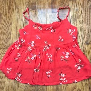 Red floral scoop neck flowy cami. Only used twice and in great condition
